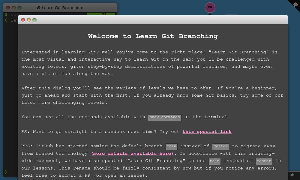 Screenshot of Learn git branching